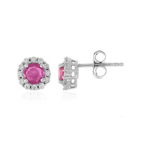 Pinkfarbener Madagaskar-Saphir-Silberohrringe