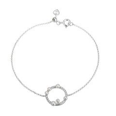 Weiße Süßwasserzuchtperlen-Silberarmband