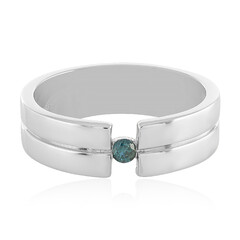 Blauer I3 Brillant-Silberring