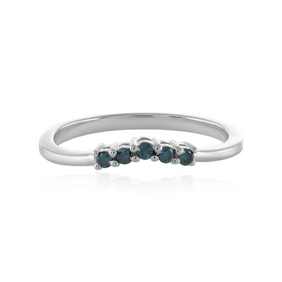 Blauer I3 Brillant-Silberring