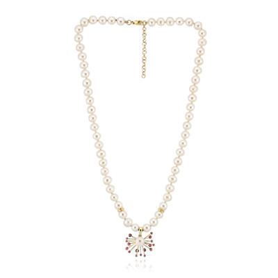 Weiße Süßwasserzuchtperlen-Goldcollier (Michelle Albala)