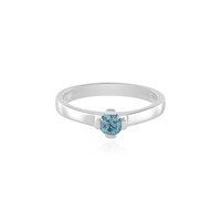 Blauer I2 Brillant-Silberring