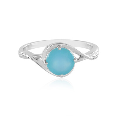 Blauer Chalzedon-Silberring