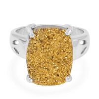 Goldener Glitzer-Quarz-Silberring