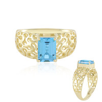 Schweizblauer Topas-Goldring (Ornaments by de Melo)