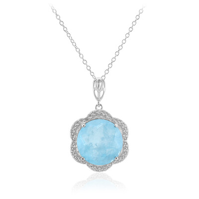 Blauer Pastell-Quarz-Silberhalskette