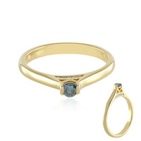 Blauer I2 Brillant-Silberring