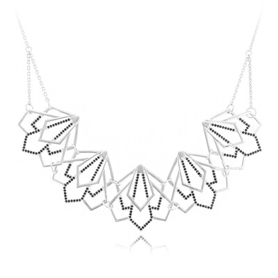 Schwarzer Spinell-Silbercollier