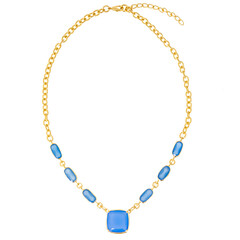 Blauer Chalzedon-Messingcollier (Juwelo Style)