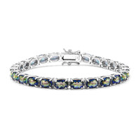 Blauer Mystik-Quarz-Silberarmband
