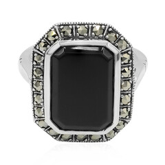 Schwarzer Onyx-Silberring