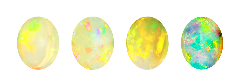 Unterschiedliche Qualitätsstufen eines Welo-Opals