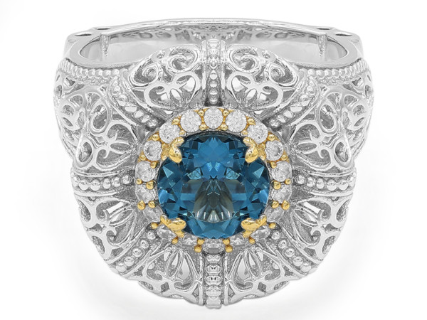 Londonblauer Topas Silberring aus der Dallas Prince Designs Kollektion