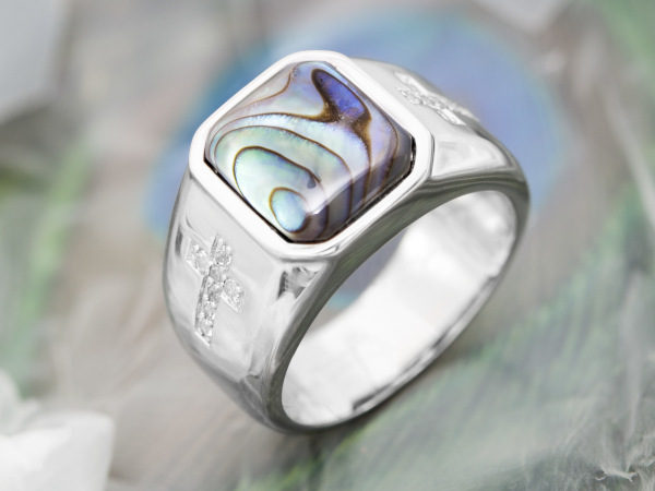 Perlmutt-Silber-Ring