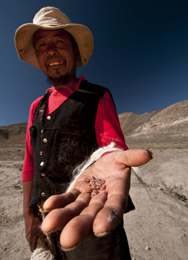 Edelsteinsucher mit Tibetanit